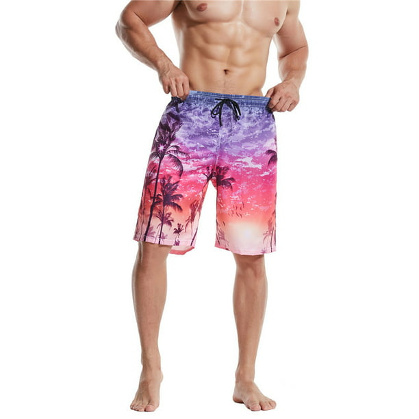 Summer Tropical Flamingo Men 3D Print Graphic Quick Dry Summer Board Shorts Summer Beach Shorts 